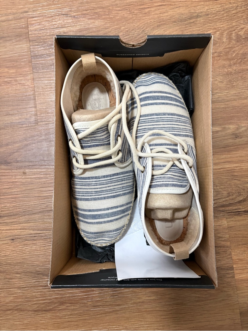 UGG M Chuck Stripe Mens Size 8 Blue White Canvas Chukka Espadrille Shoes w/ Box